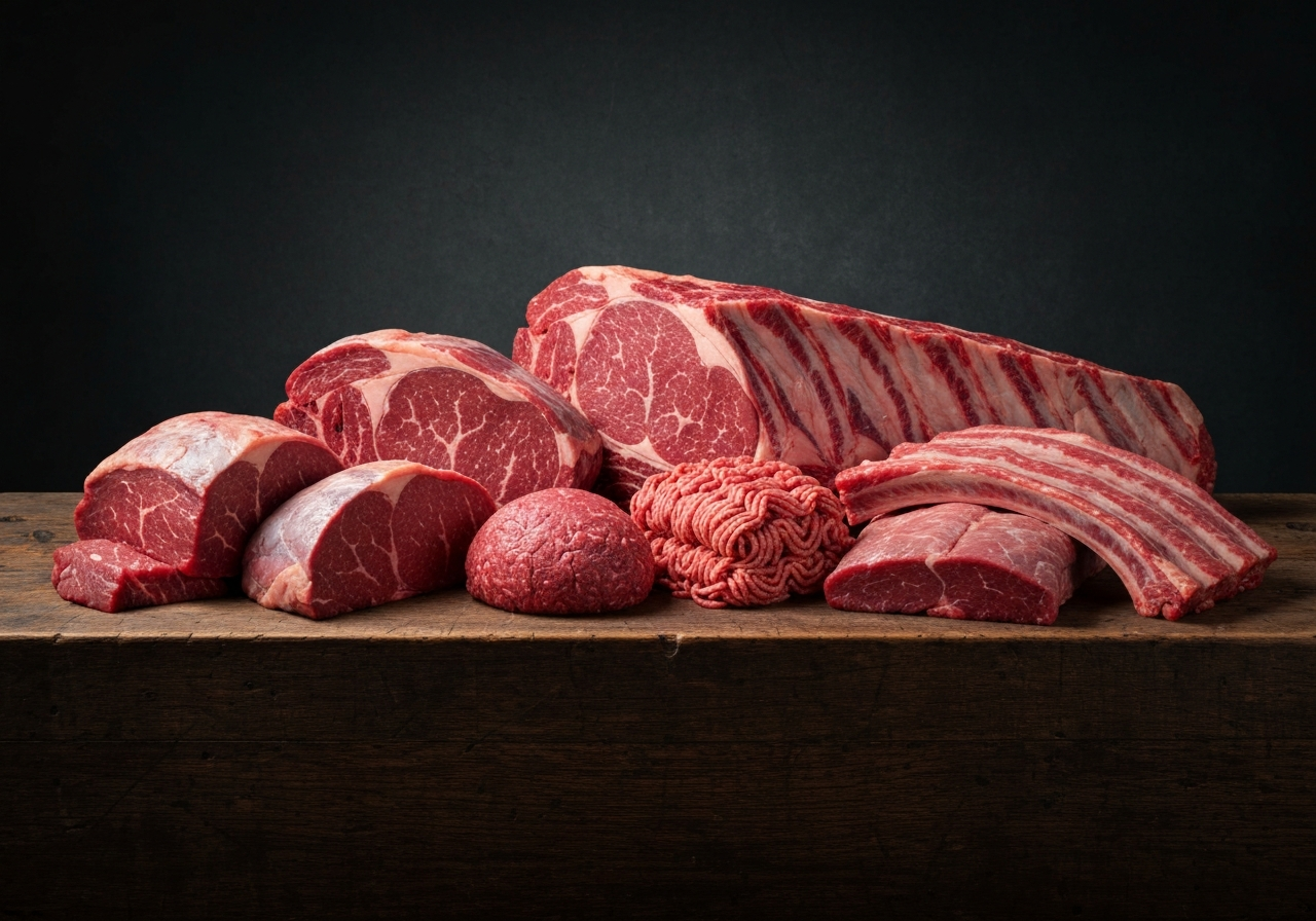 Half Beef Share - raw cuts spread out