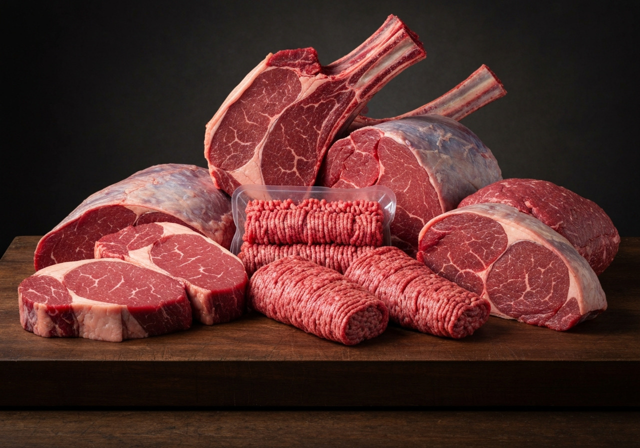Quarter Beef Share - raw cuts laid out
