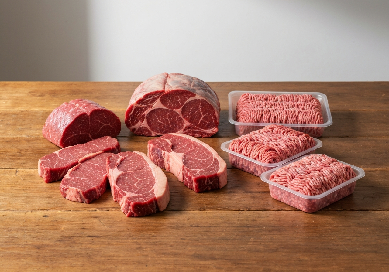 Quarter Beef Share - raw cuts laid out