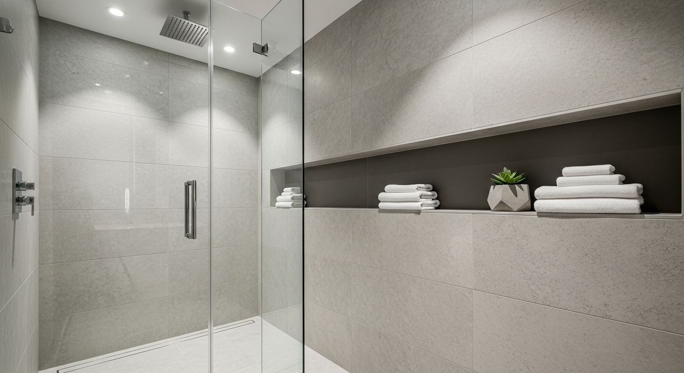 Modern walk-in shower installation