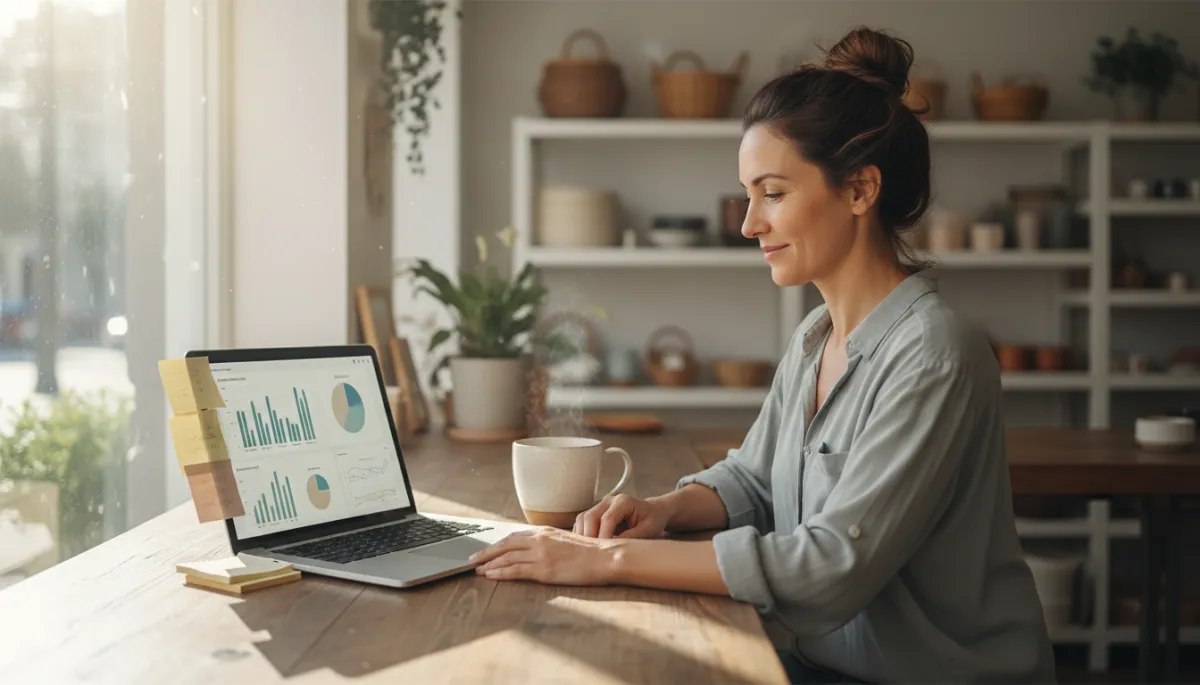 Woman working on laptop