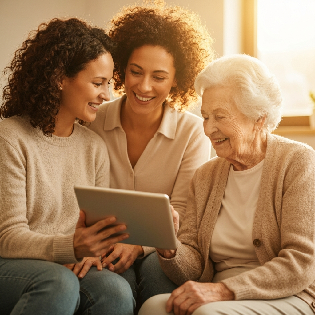 Family discussing financial options