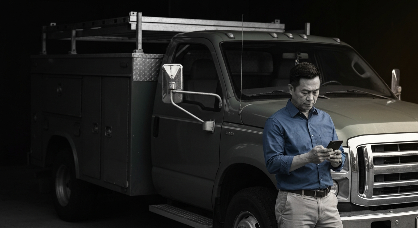 Service professional checking phone