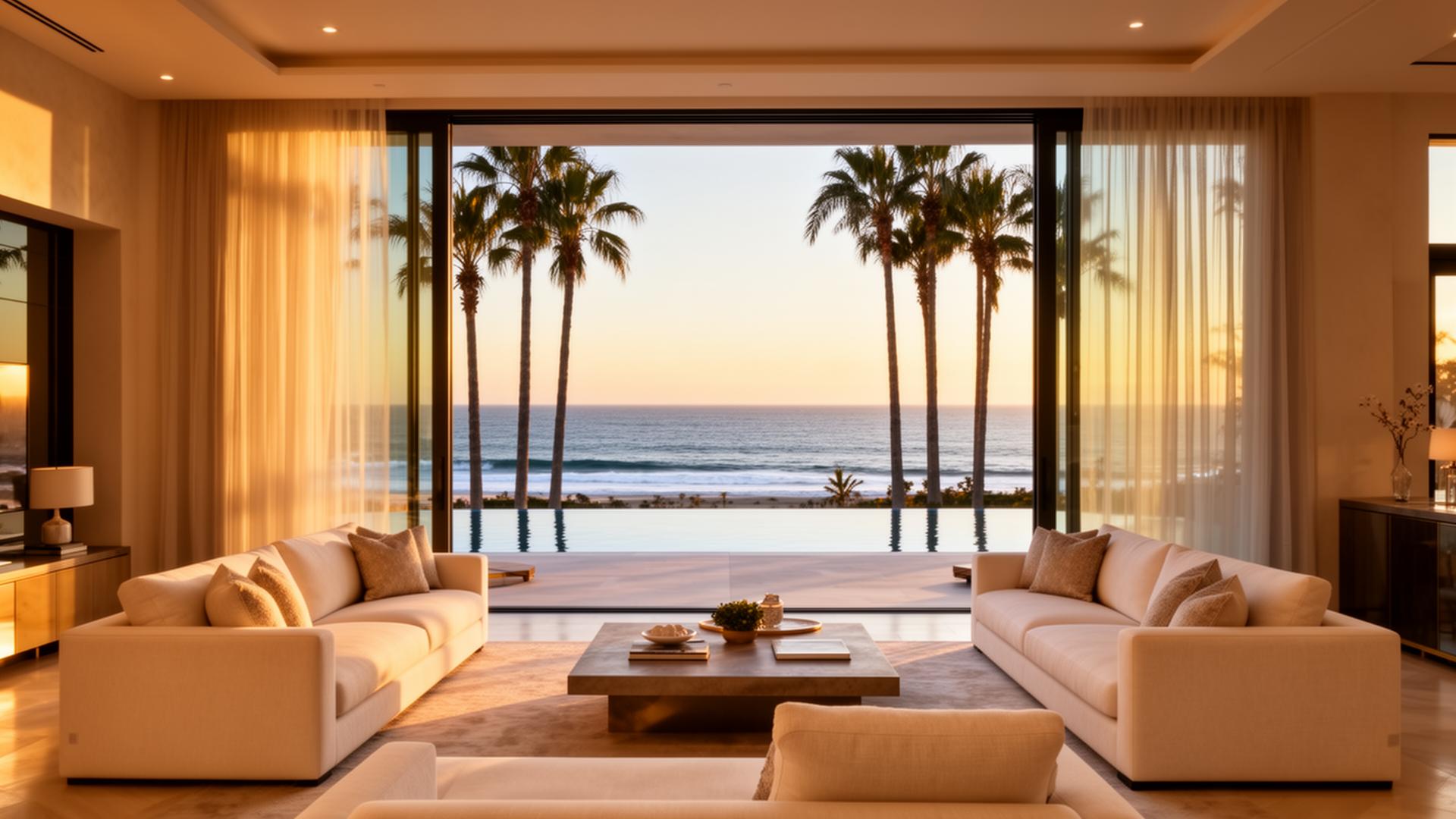 Aerial view of luxury Southern California coastal homes
