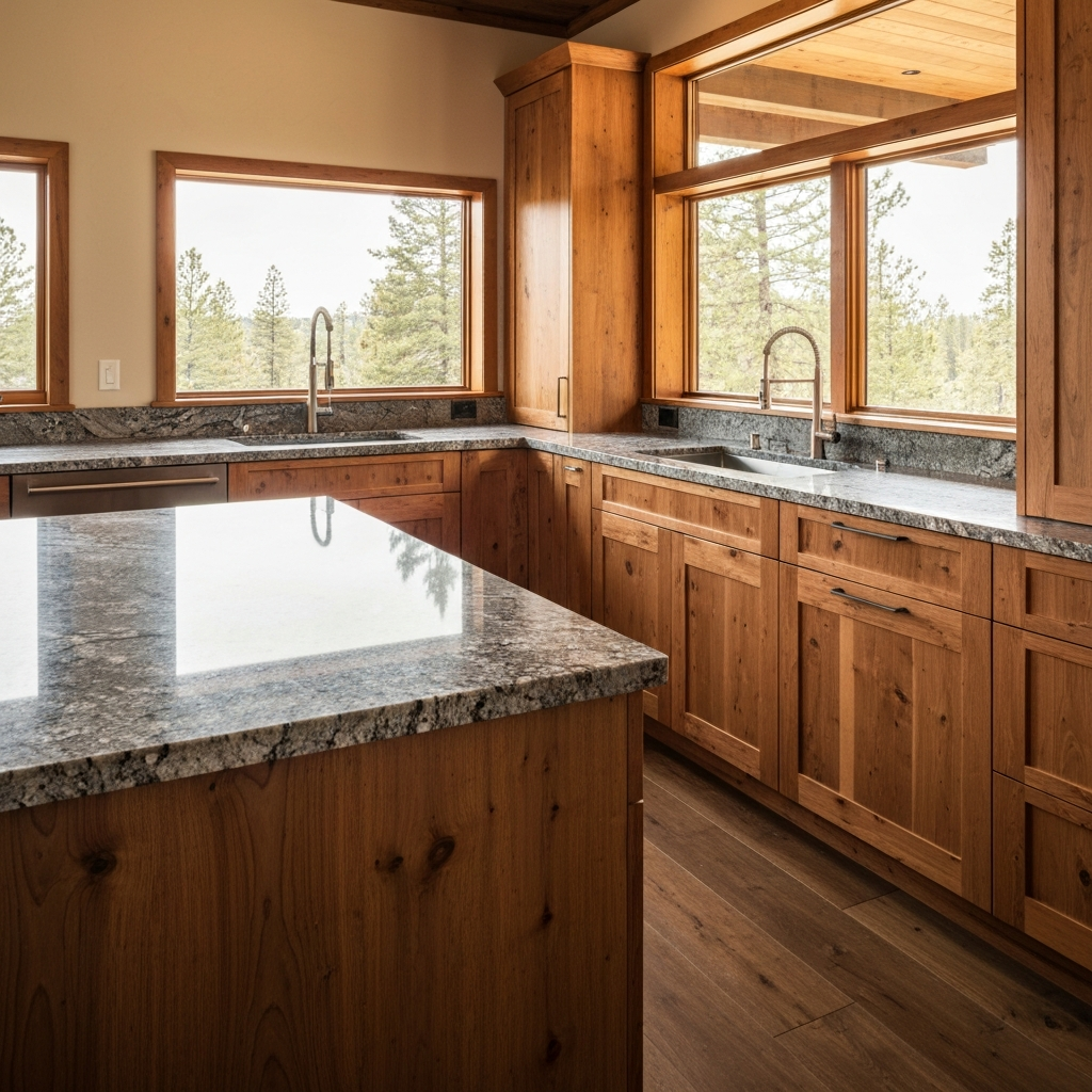 Leathered Granite Rustic Kitchen