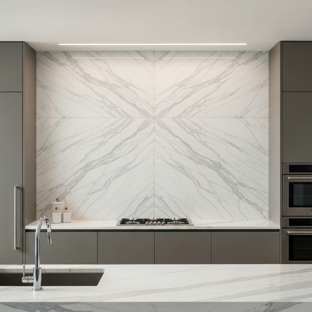 Full-Height Marble Backsplash
