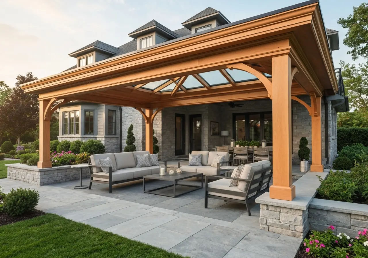 Custom built porch cover providing shade