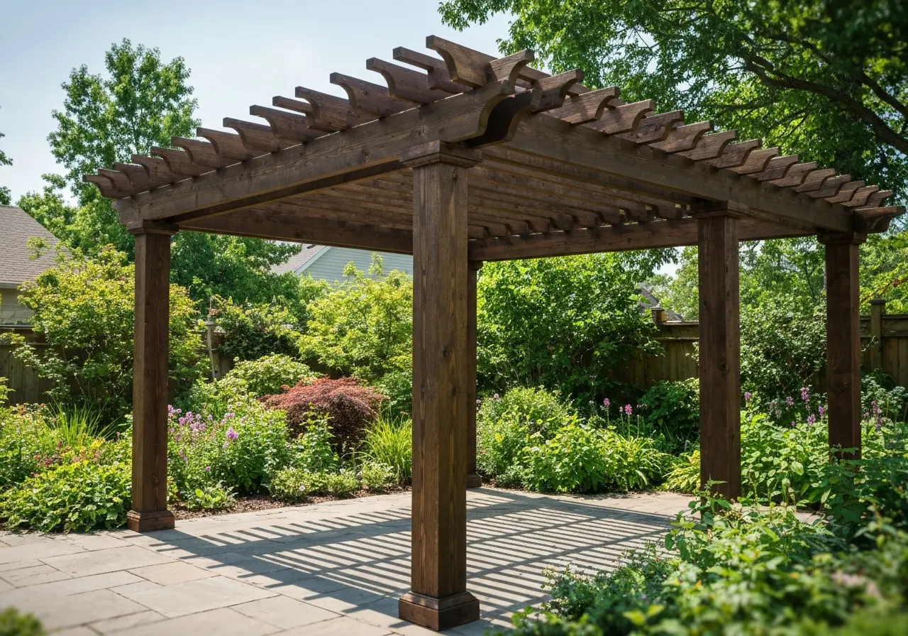Elegant wooden pergola structure