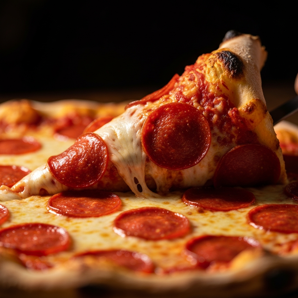 Close up pizza slice
