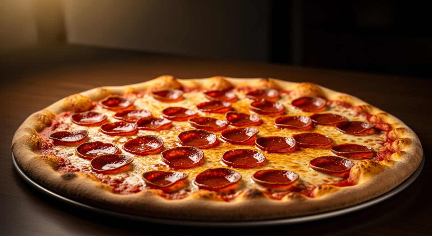 Delicious NYC style pepperoni pizza