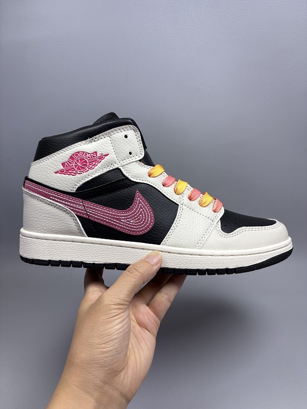 Air Jordan 1 Mid 'Black/Pink/White'