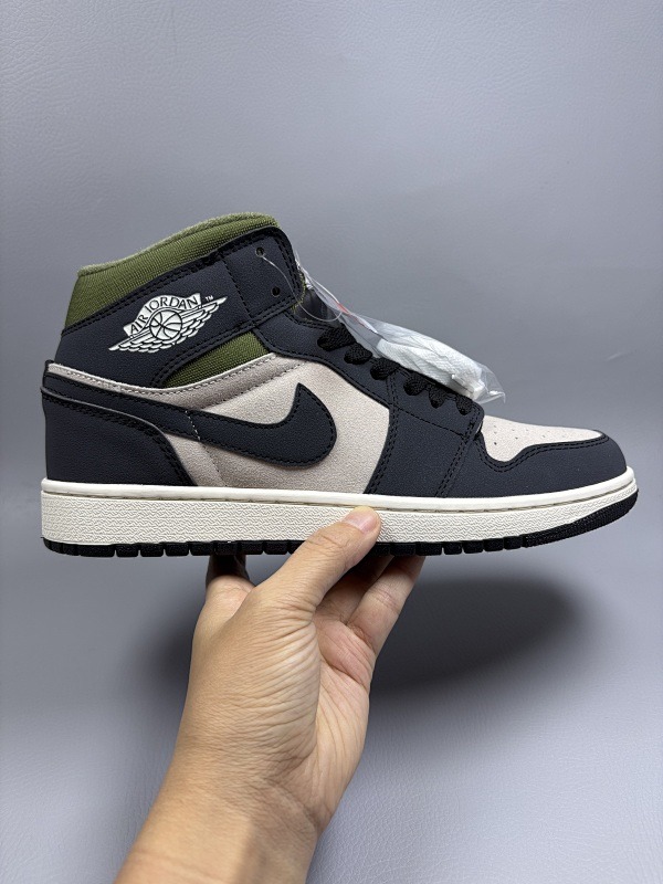 Air Jordan 1 Mid 'Black/Grey/Olive'