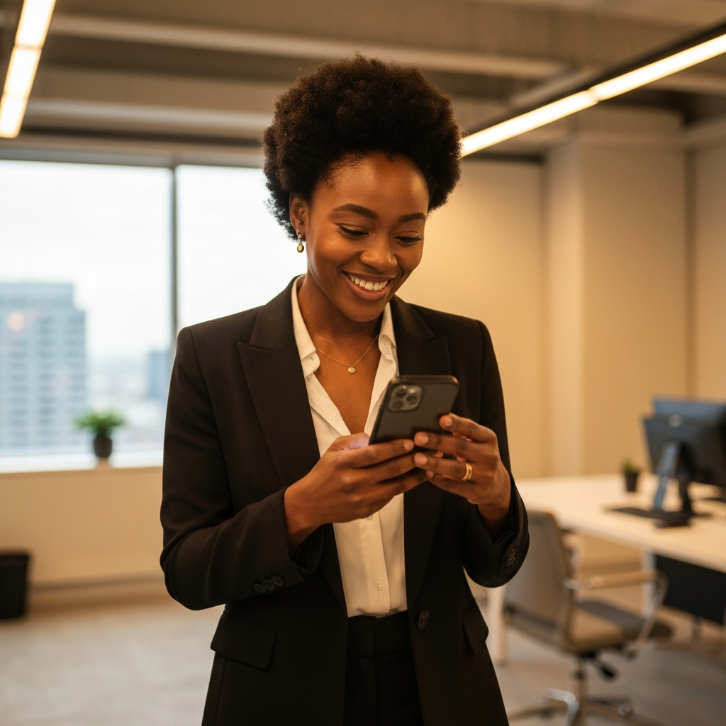 Busy professional checking phone