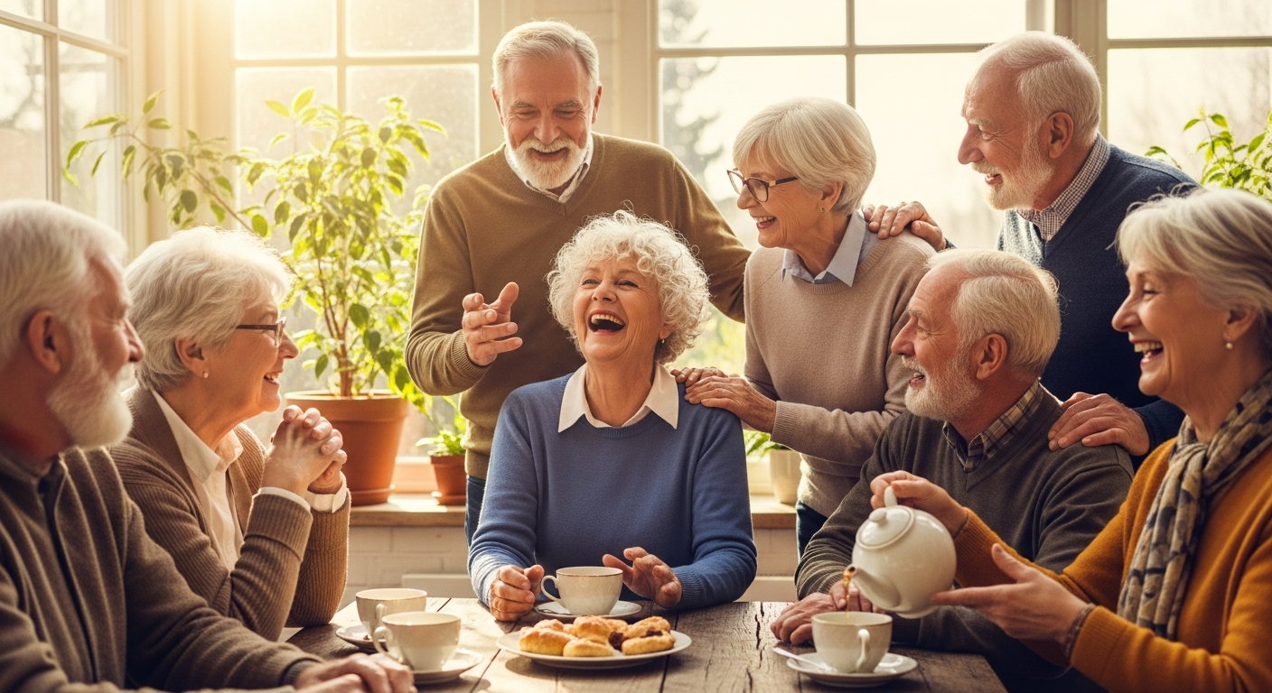 Group of happy people communicating and laughing