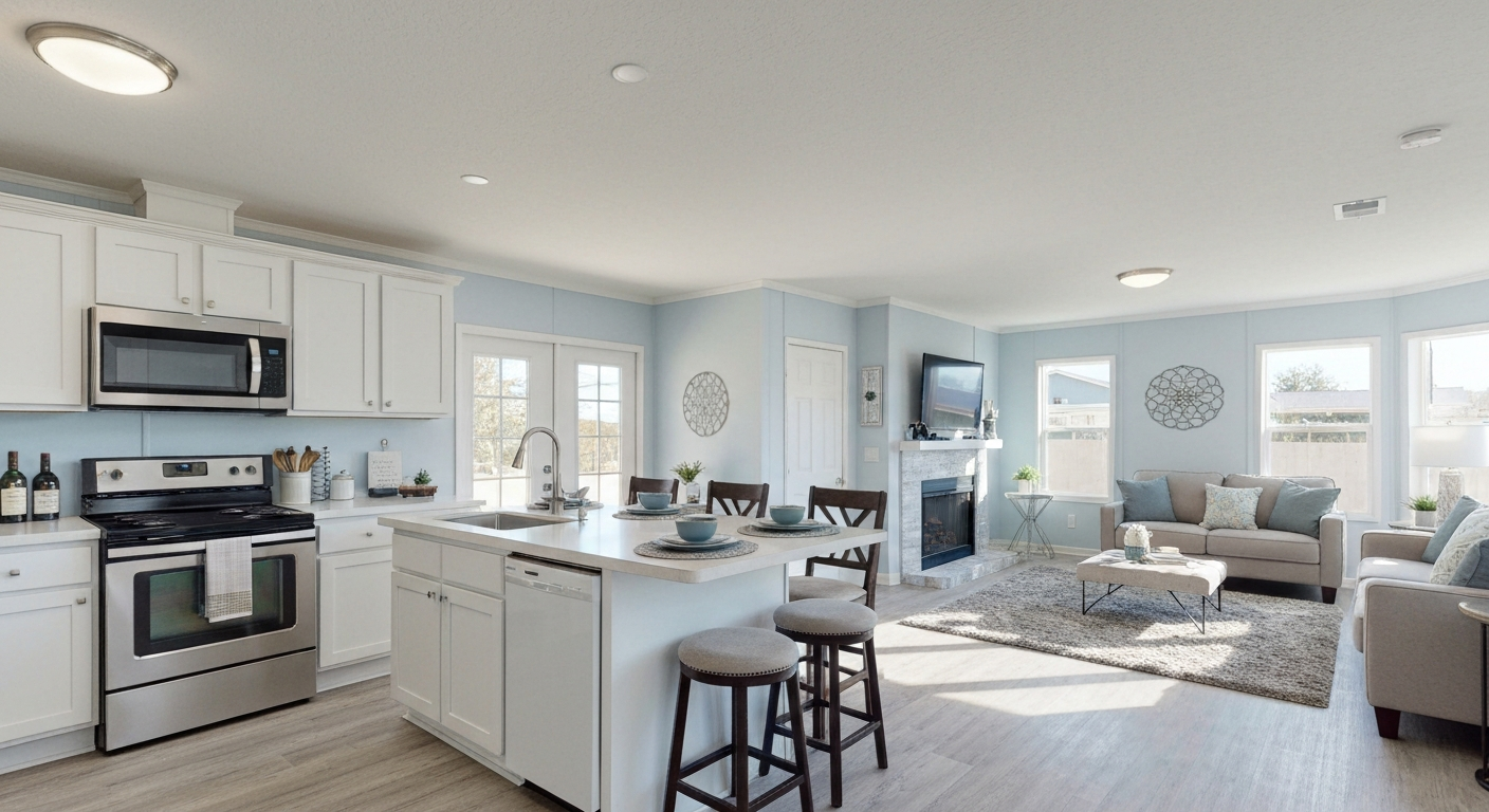 Freshly updated manufactured home interior