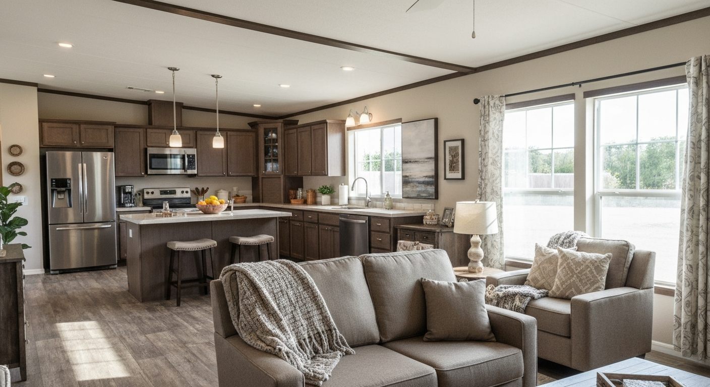 Cozy and updated manufactured home interior