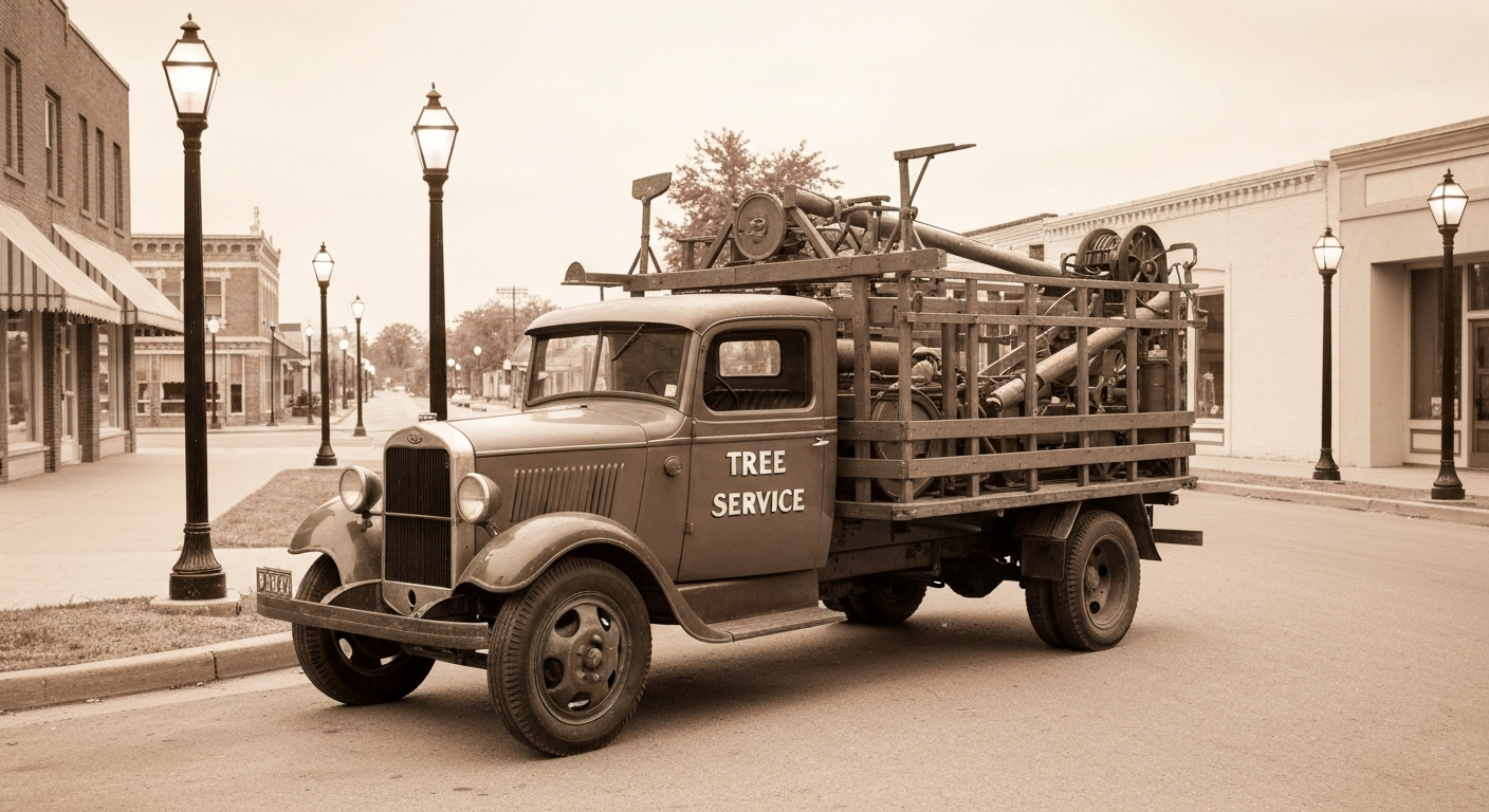 Freers & Sons early years — vintage tree service fleet