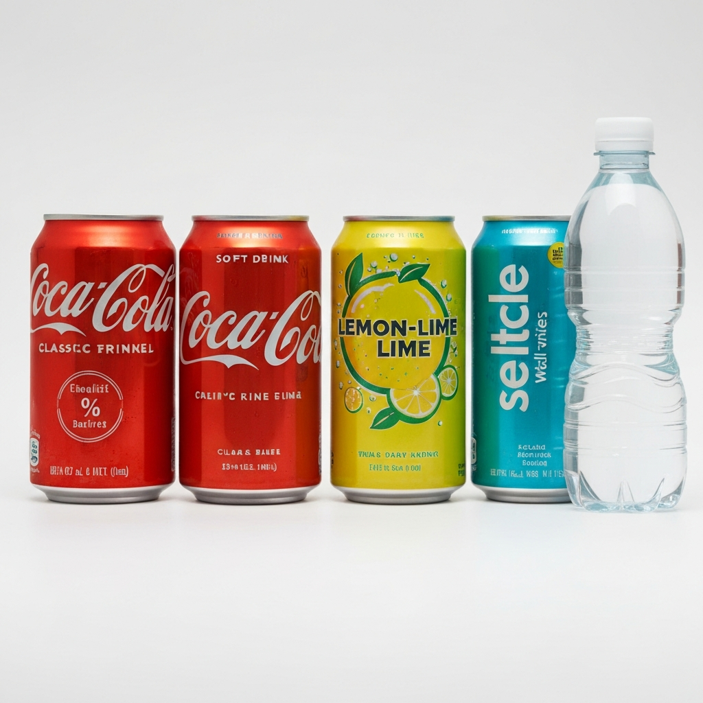 Soft drink cans and still water at Coffee and Dreams Adelaide CBD