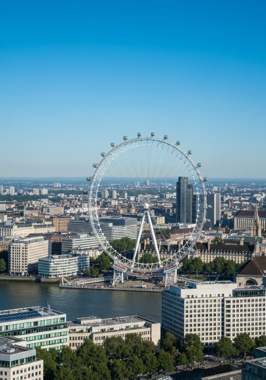 London Eye with city skyline view