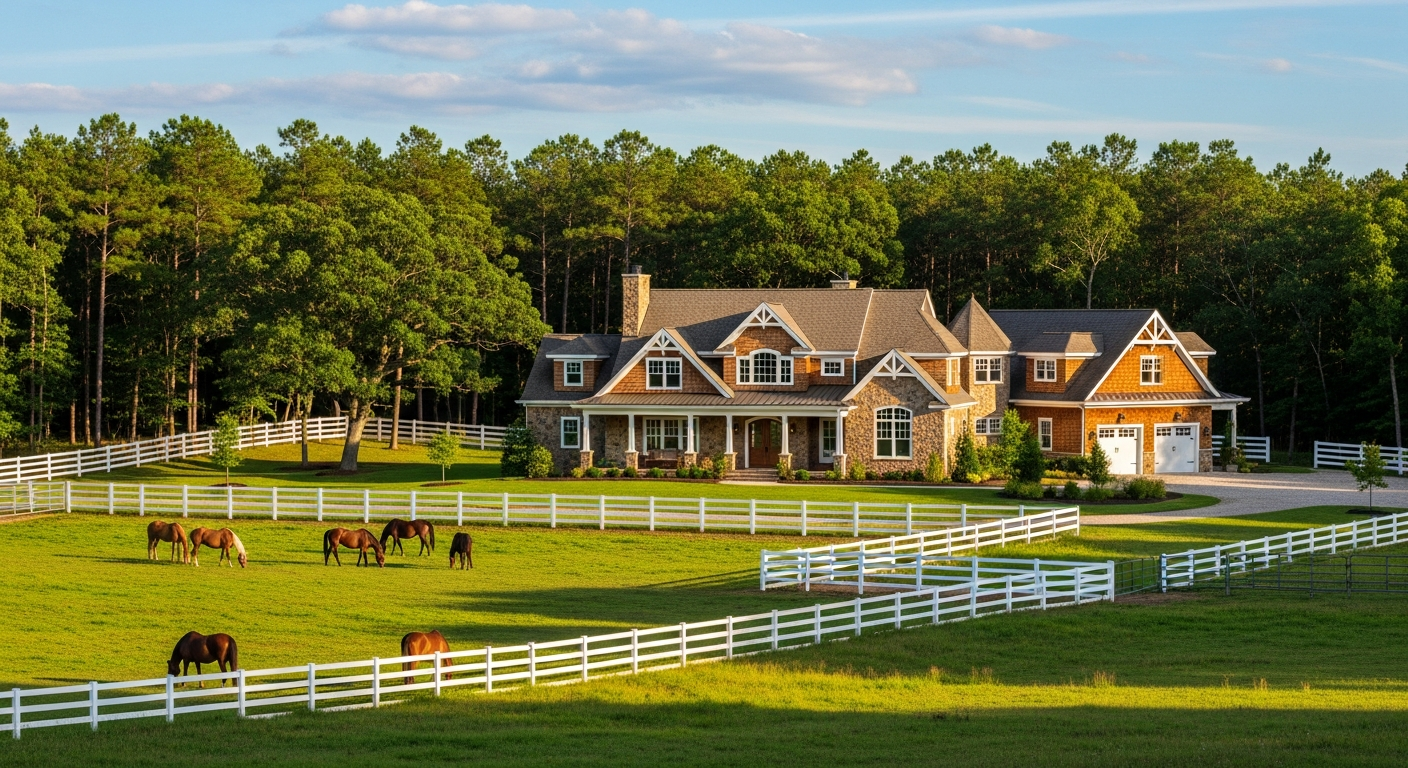 Beautiful custom home with large acreage and horse pastures in the Pine Barrens of Shamong NJ