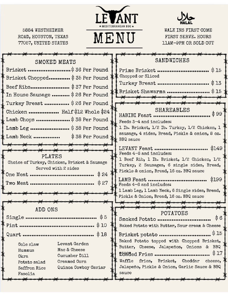 Levant BBQ Visual Menu