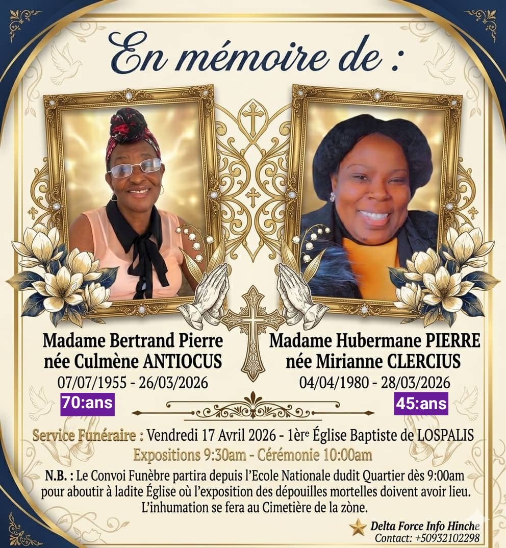 Mme Bertrand Pierre née Culmène Antiocus & Mme Hubermane Pierre née Mirianne Clercius