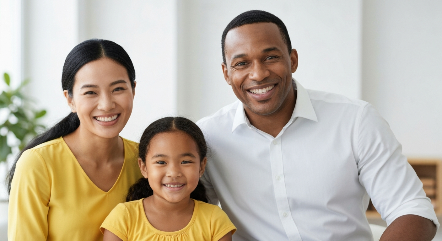 Happy family representing financial security