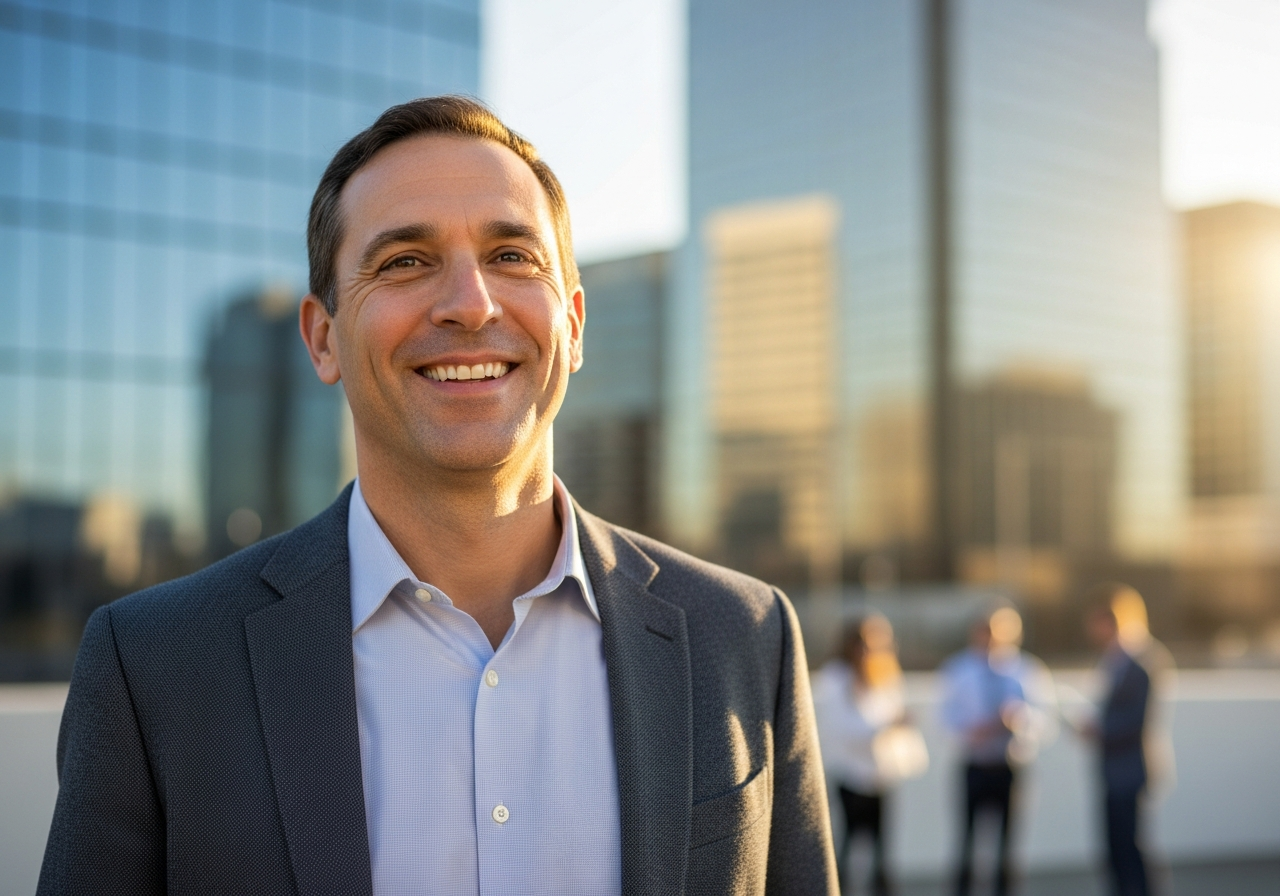 Veteran confidently transitioning from military service to civilian success
