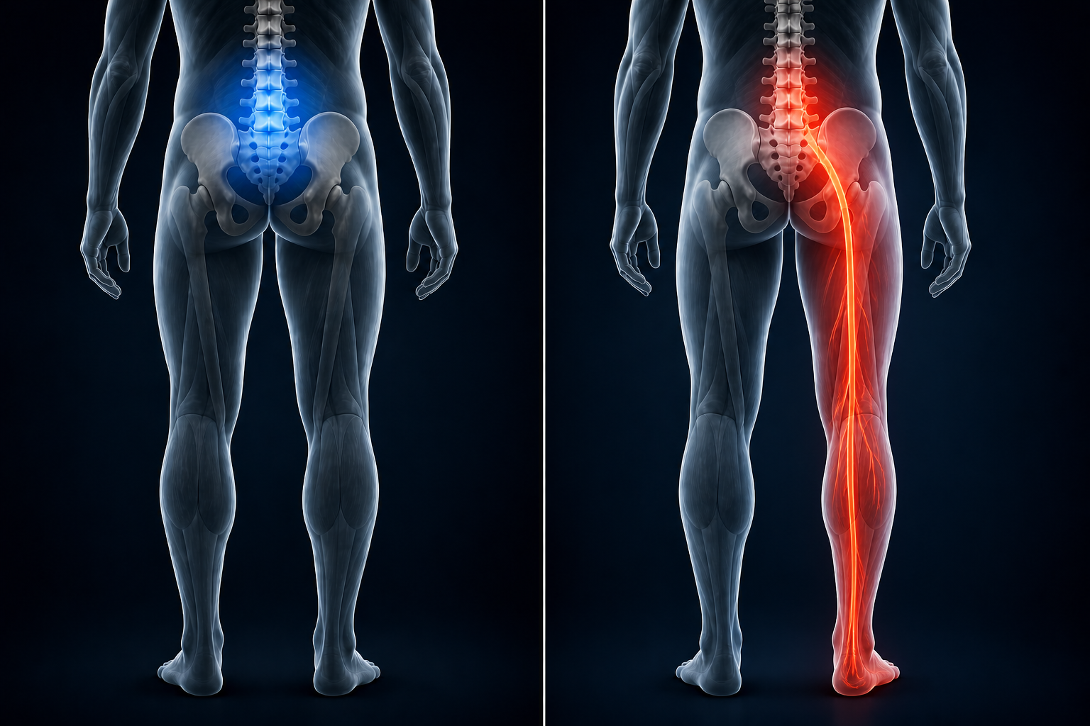 Sciatica vs Low Back Pain diagram