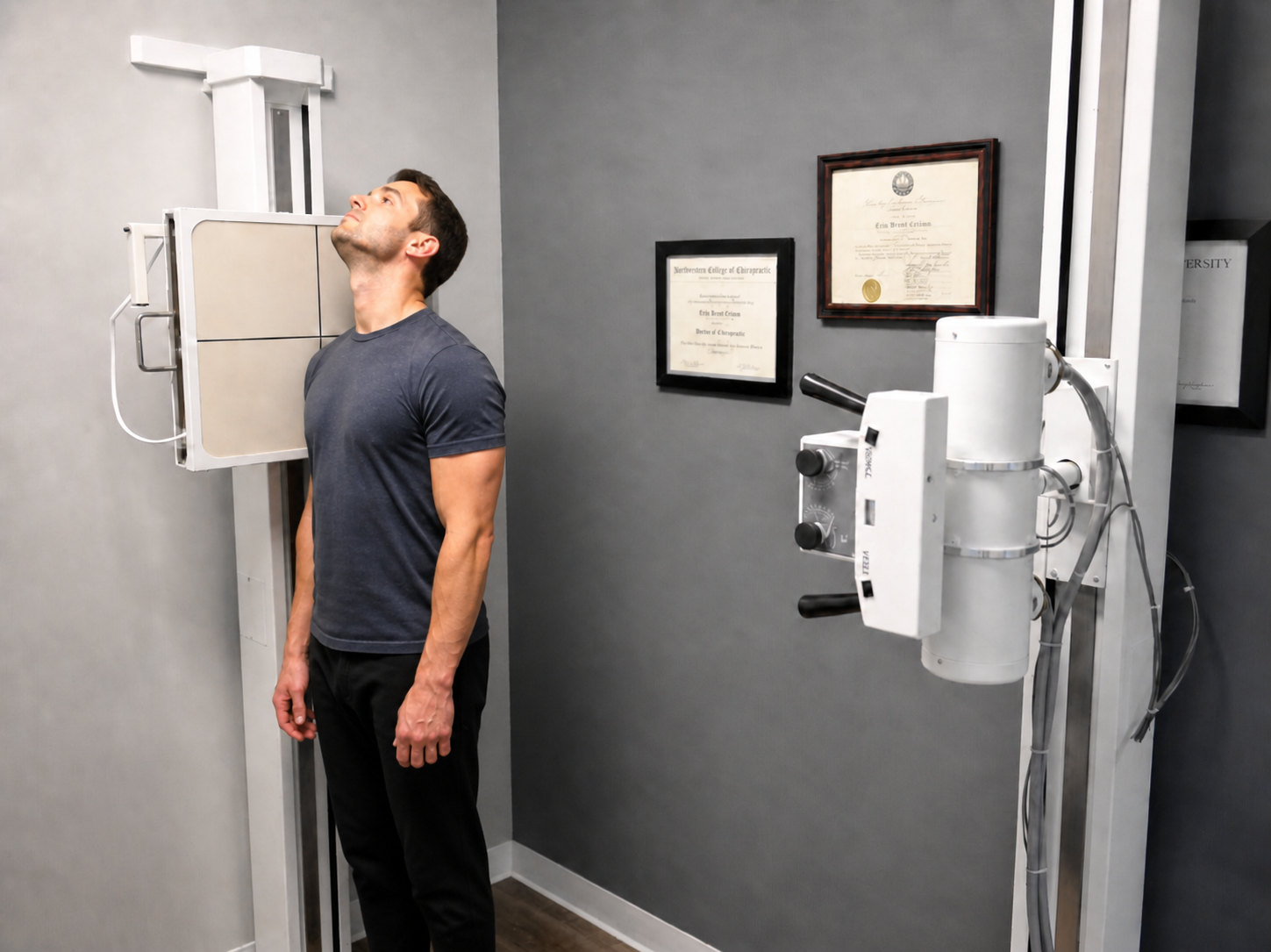 Patient preparing for x-ray