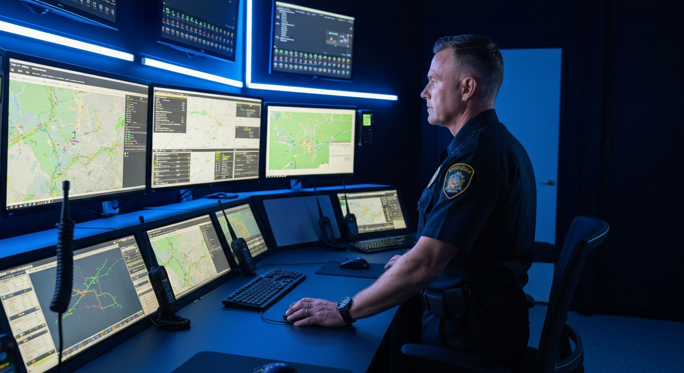 Professional dispatch center with GPS tracking and push-to-talk communication