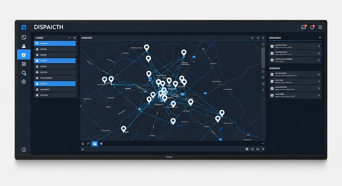 Sentinel Dispatch Console interface showing map, user list and communication channels
