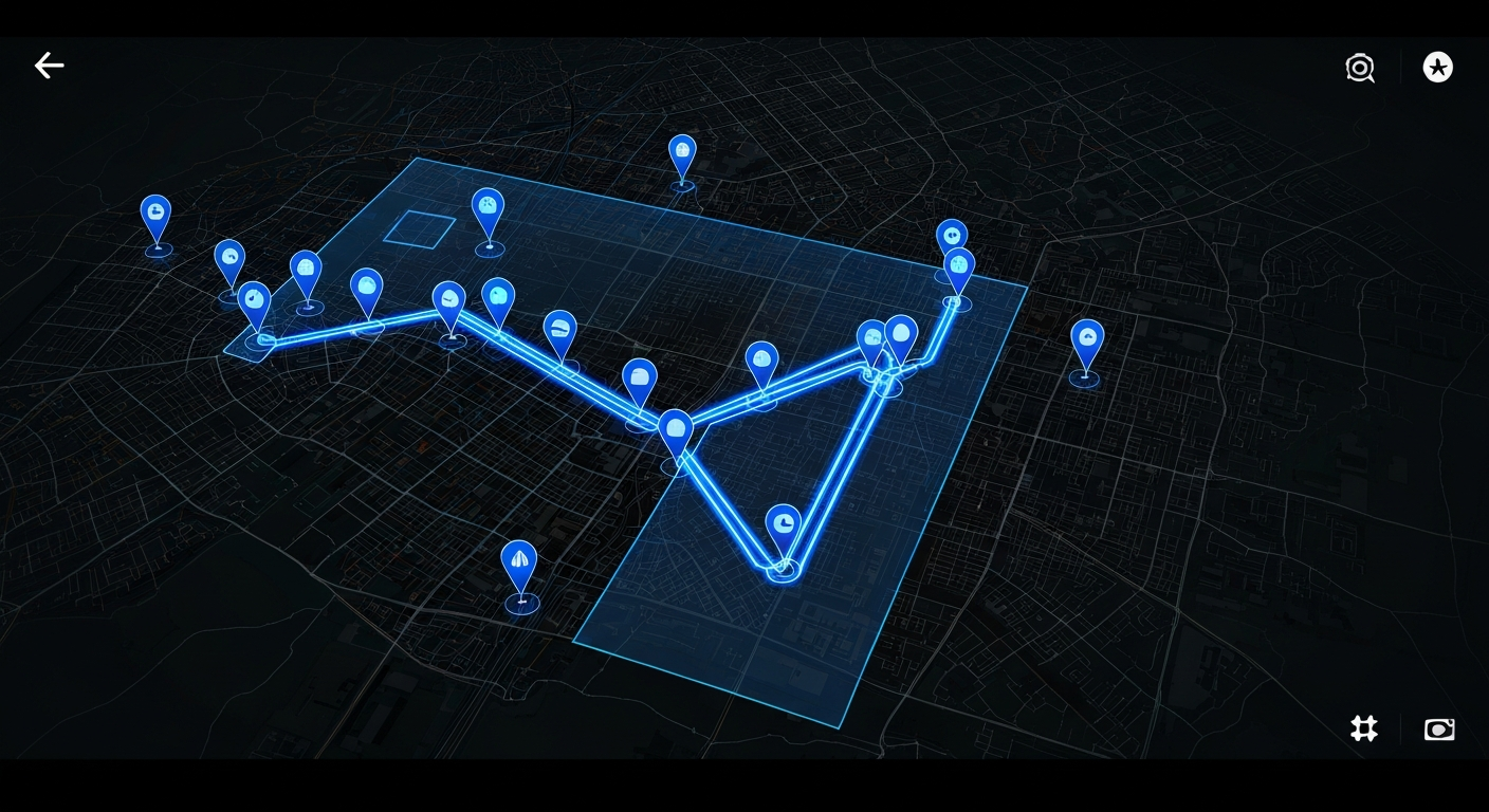 Real-time GPS fleet tracking map with geofence zones