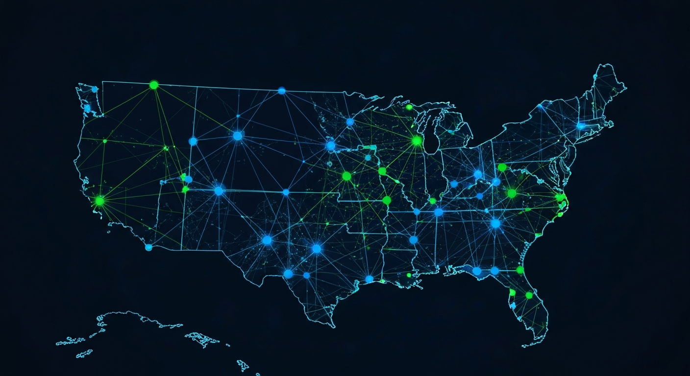 Nationwide LTE coverage map with AT&T, T-Mobile, and Verizon redundant network