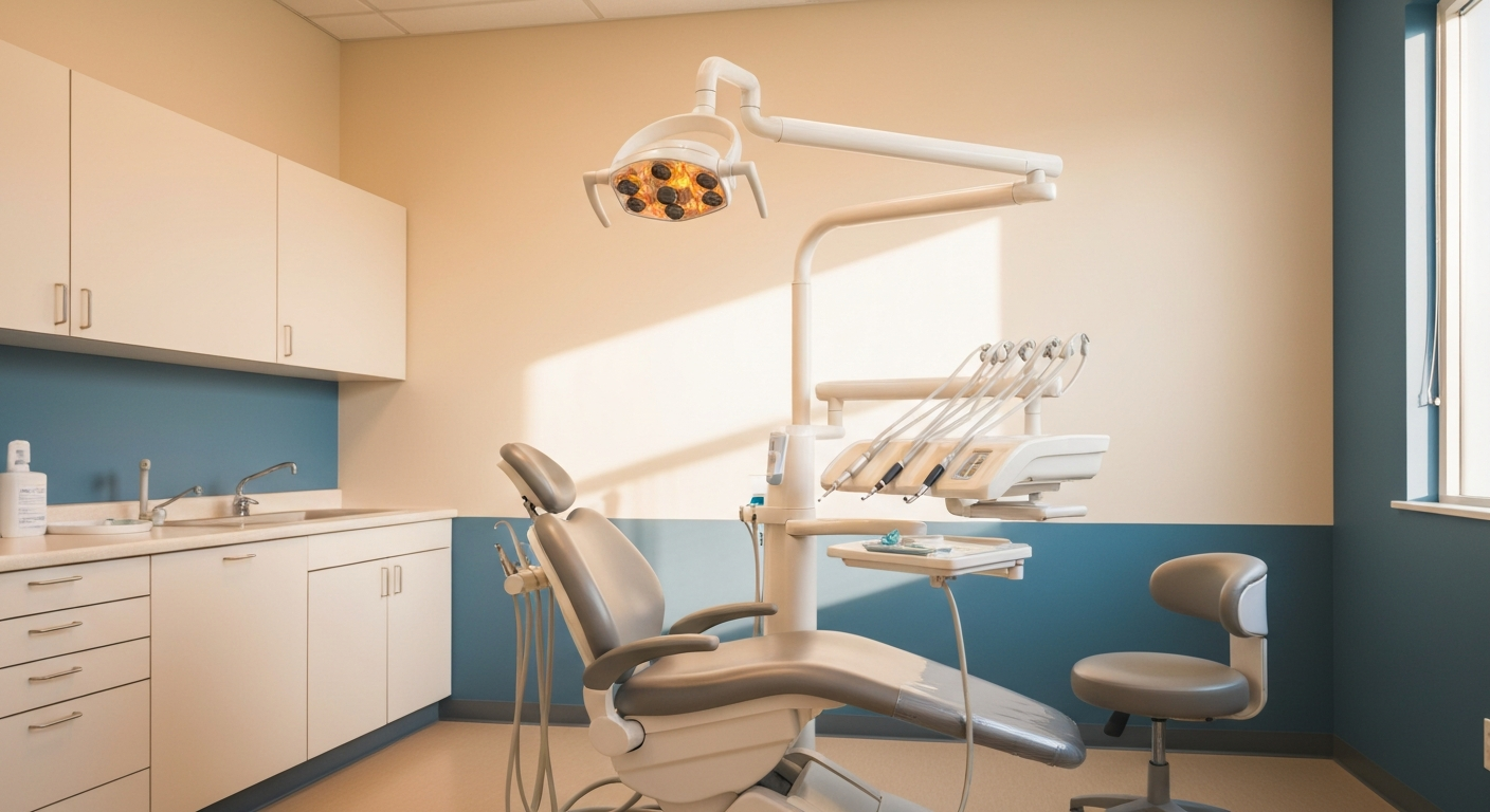 Warm dental hygiene treatment room at Eldridge Family Dentistry