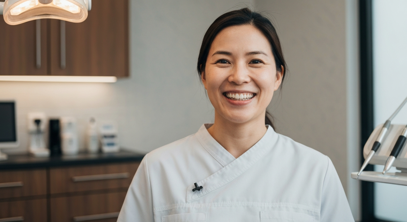 Happy patient smiling confidently after cosmetic dentistry