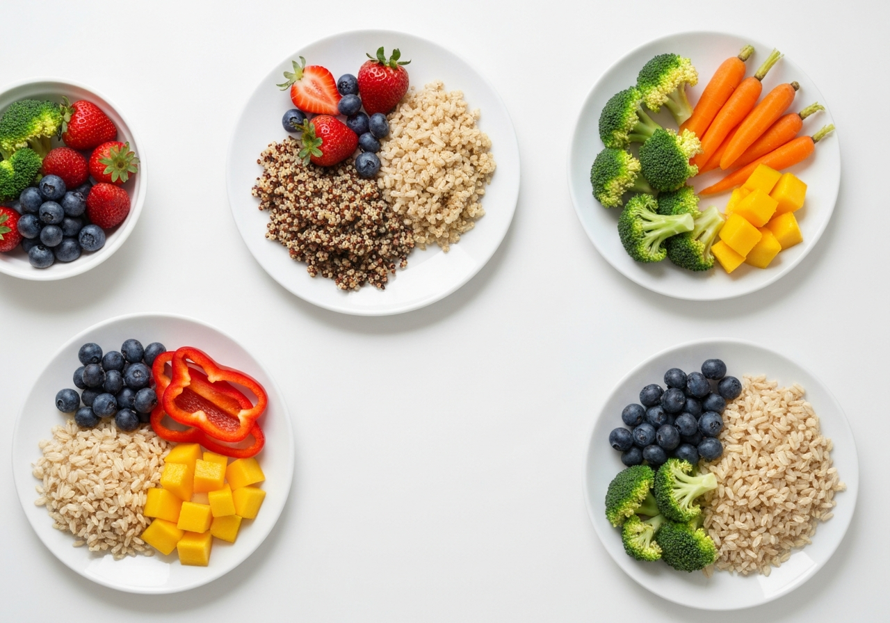 Colorful wholesome meal intuitive eating and mindful nutrition guide