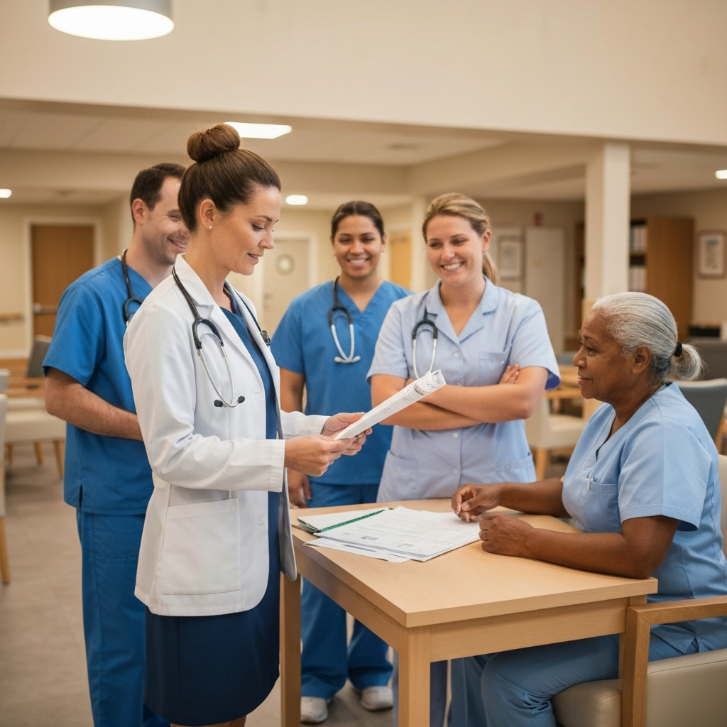 Dietitian collaborating with clinical staff