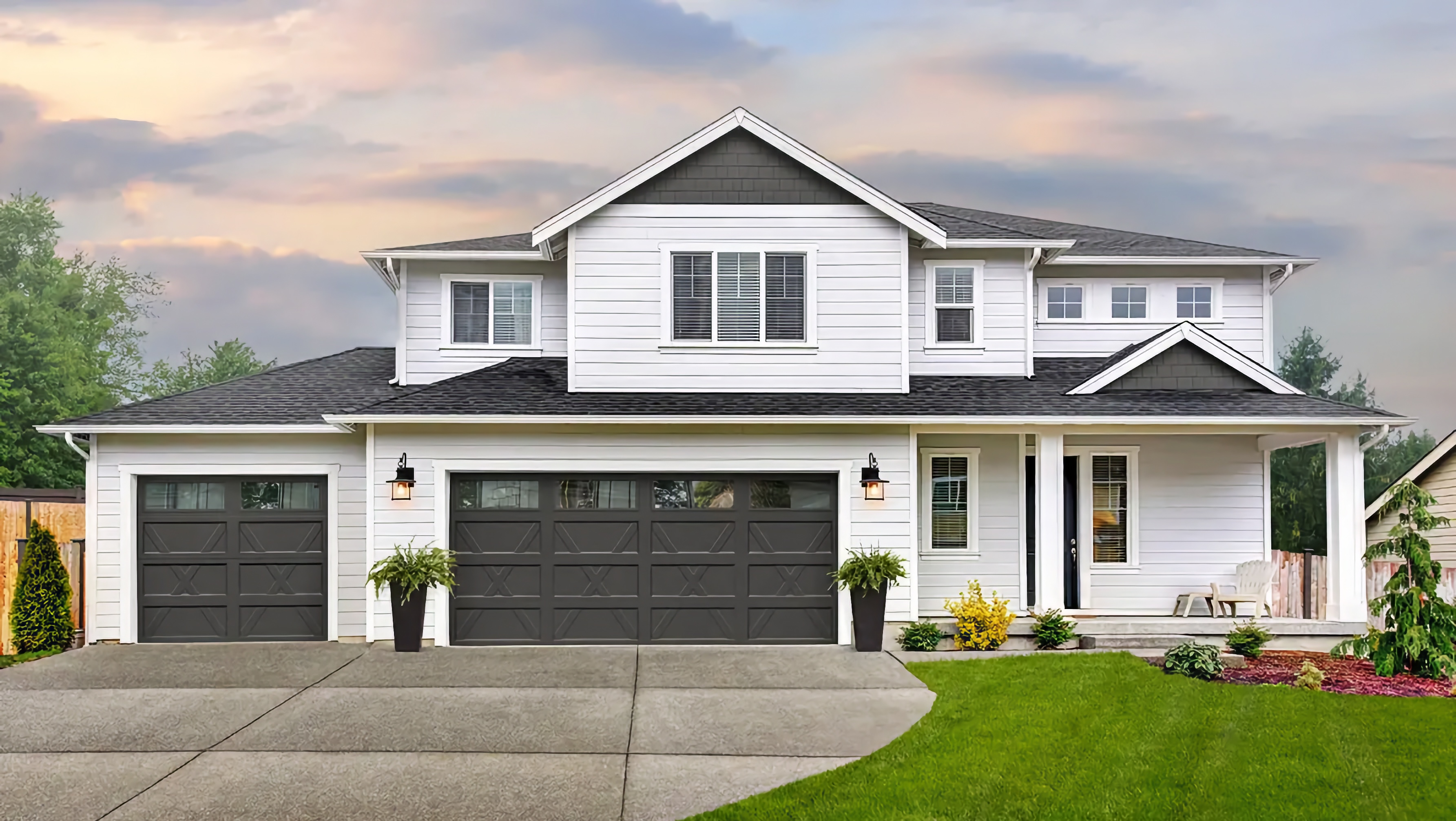 Beautiful home with garage doors