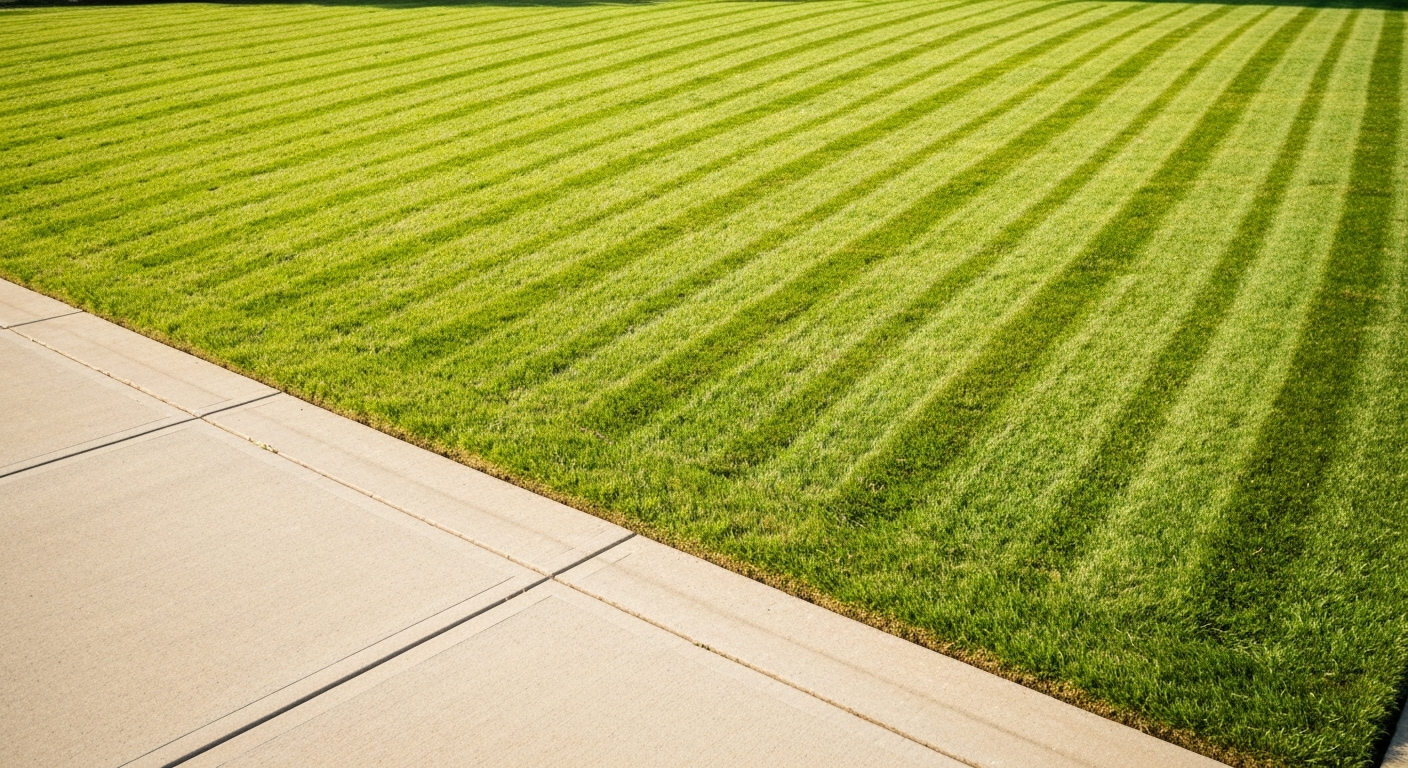 Large residential property with freshly cut grass