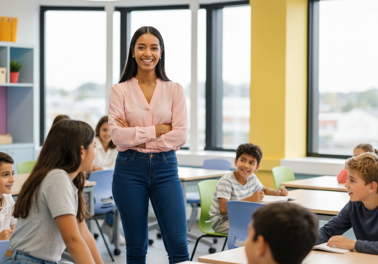 Teacher speaking engagingly