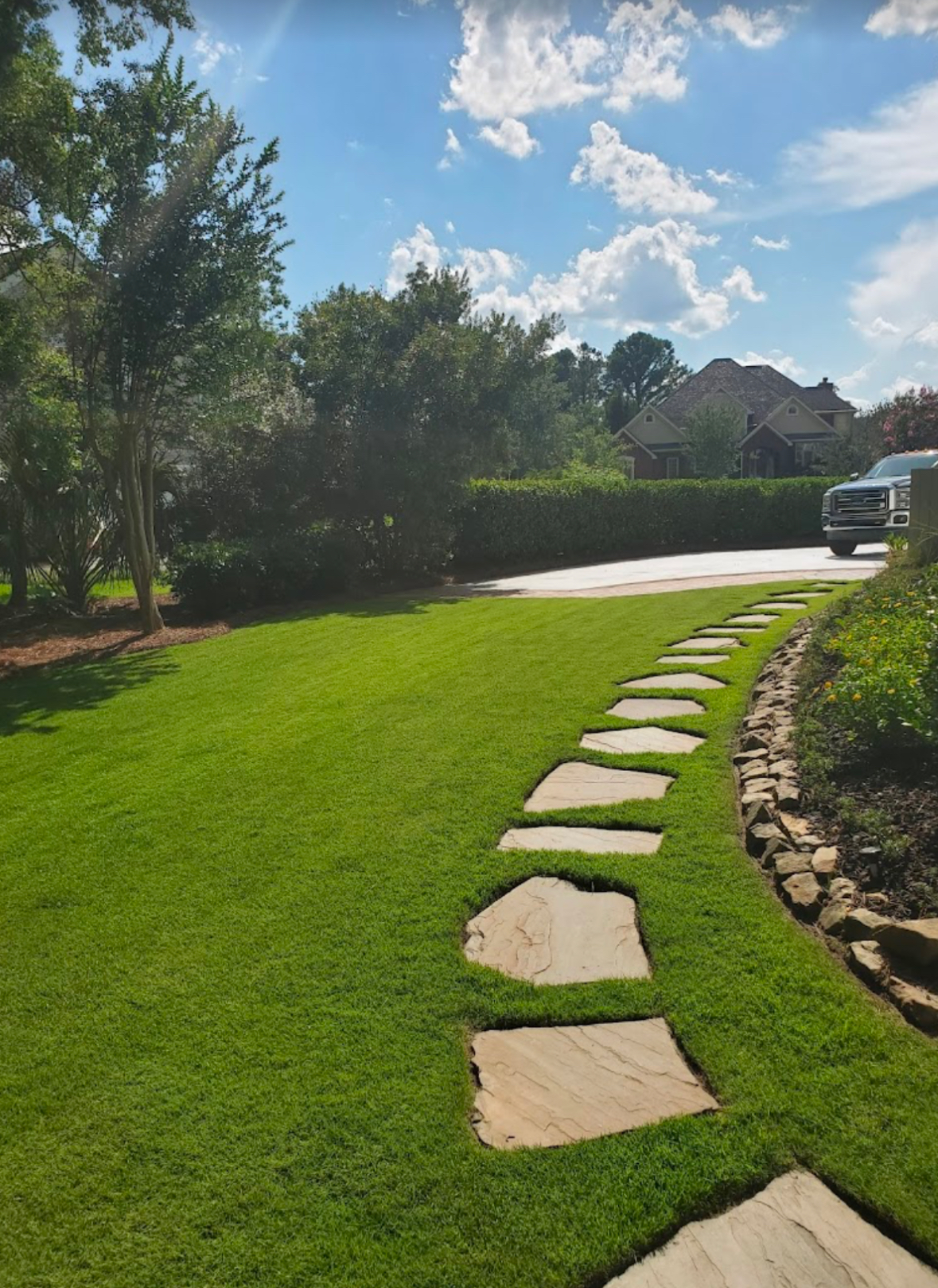 Stone Pathway & Lawn