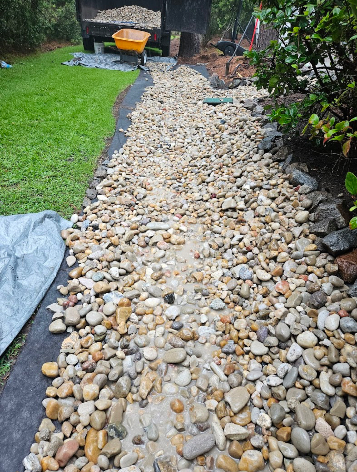 River Rock Installation
