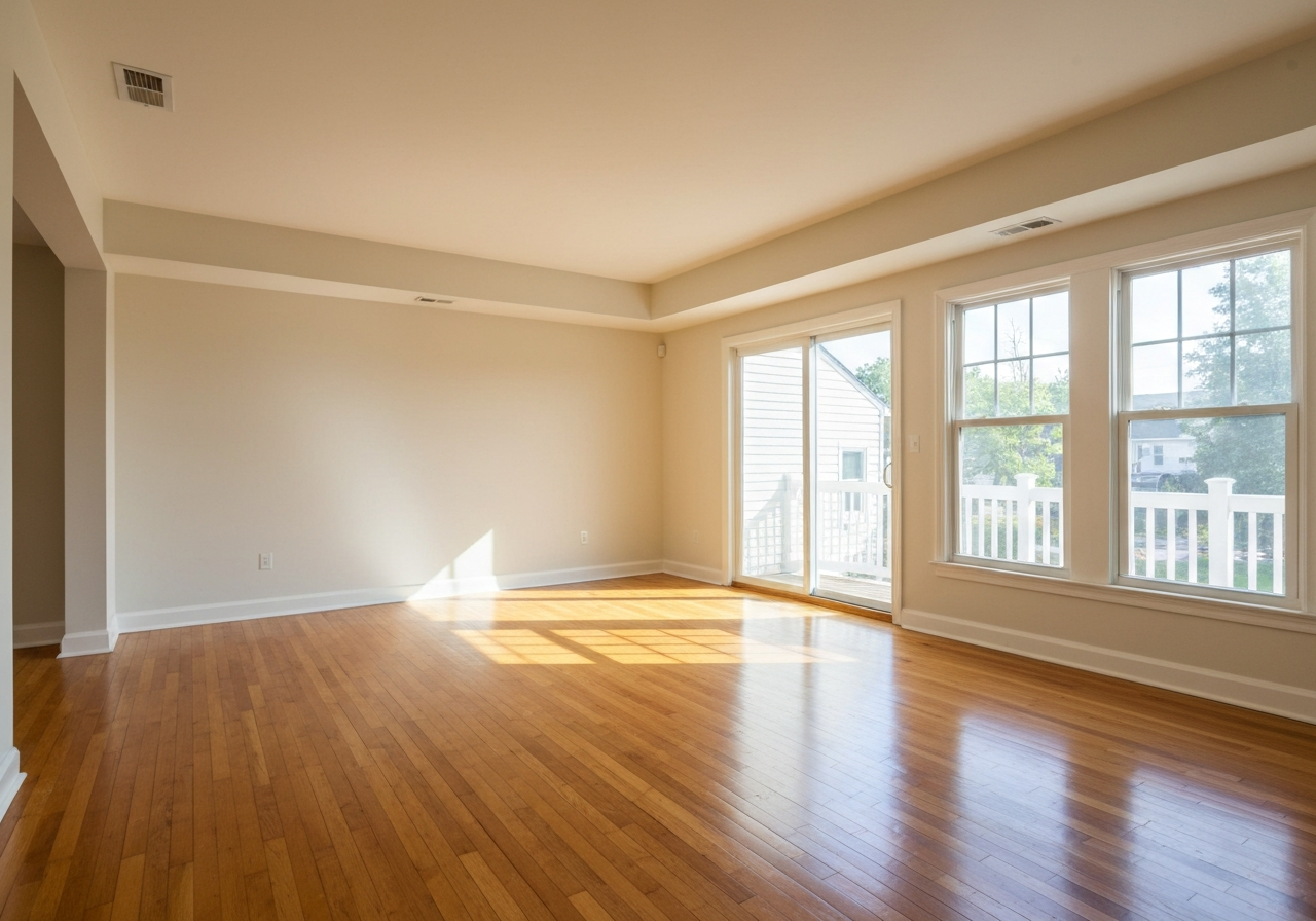 Bright, empty living room after complete Thunder Haul junk removal