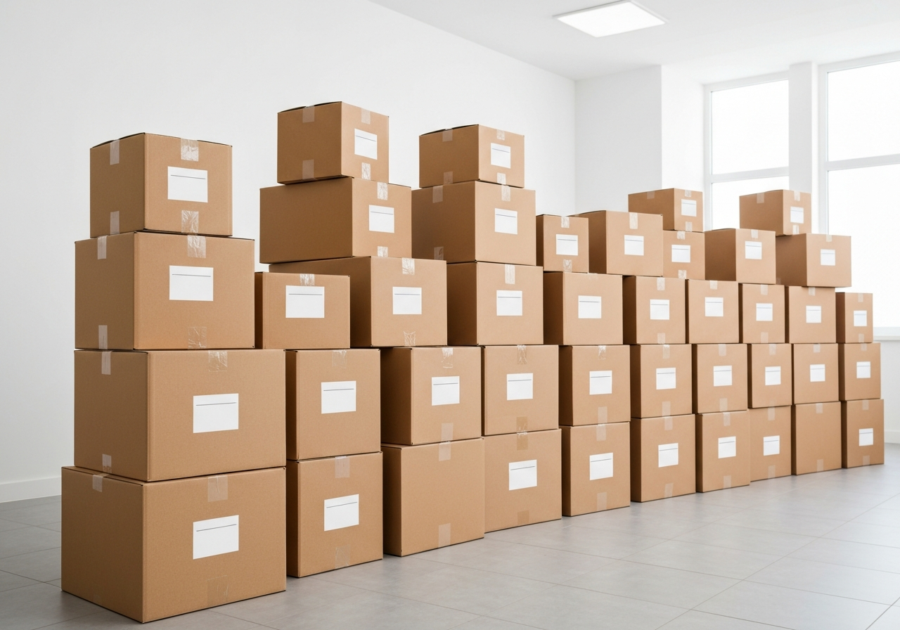 Organized moving boxes and packing supplies in Lehigh Valley