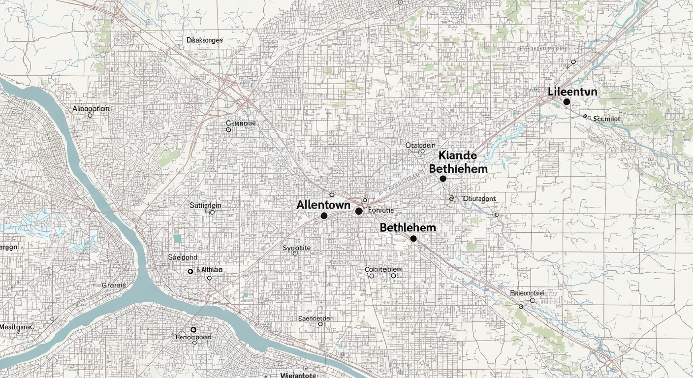 Map of Lehigh Valley, PA
