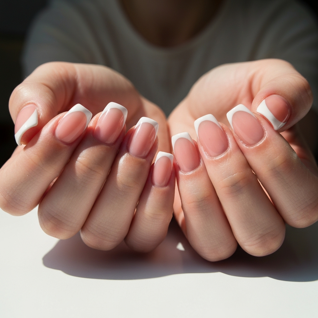 Classic Pink & White Full Set at Crystals Nails & Spa Bettendorf