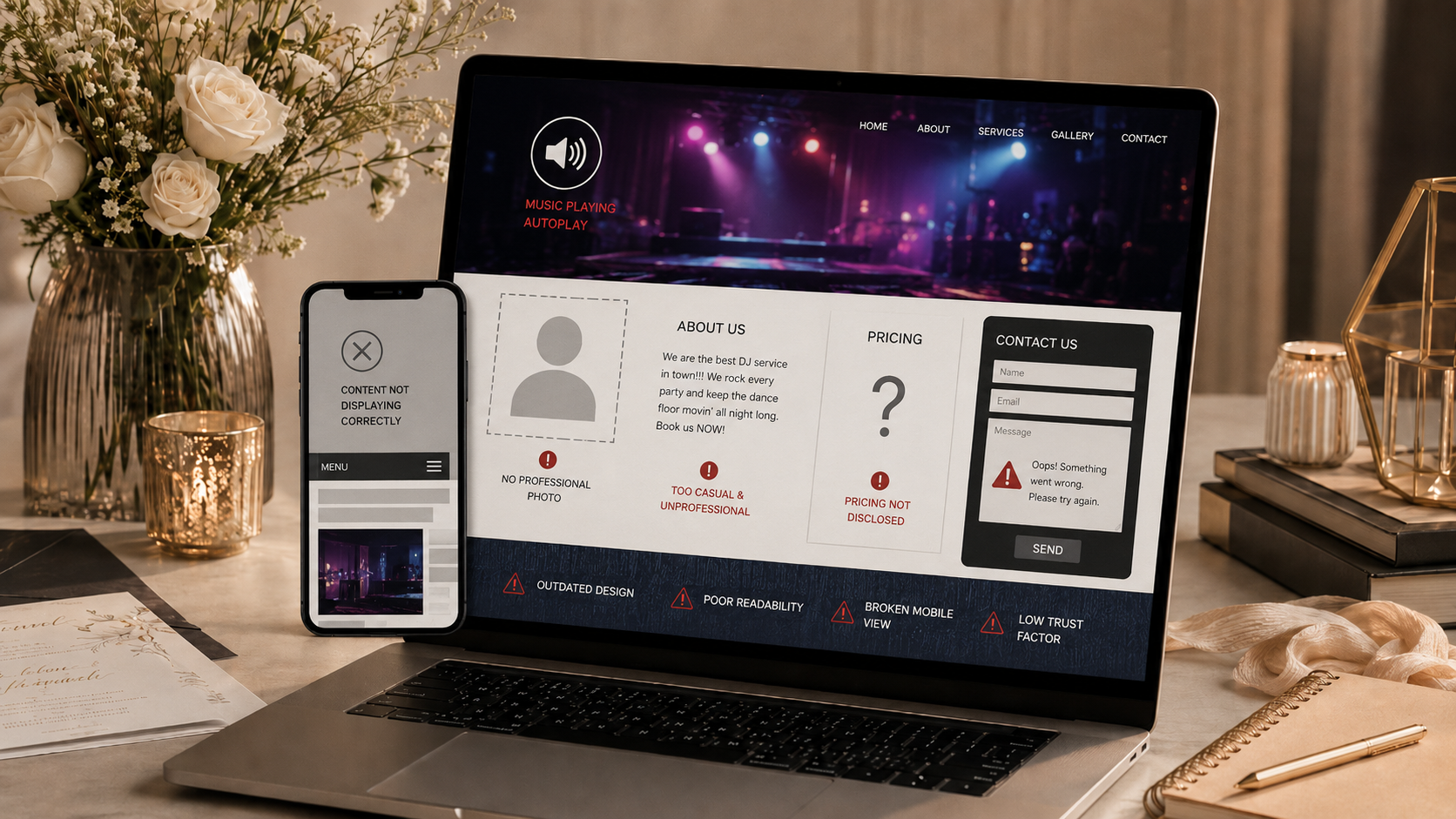 7 Website Mistakes That Make Wedding DJs Look Less Professional