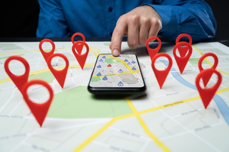 Local SEO map pins concept