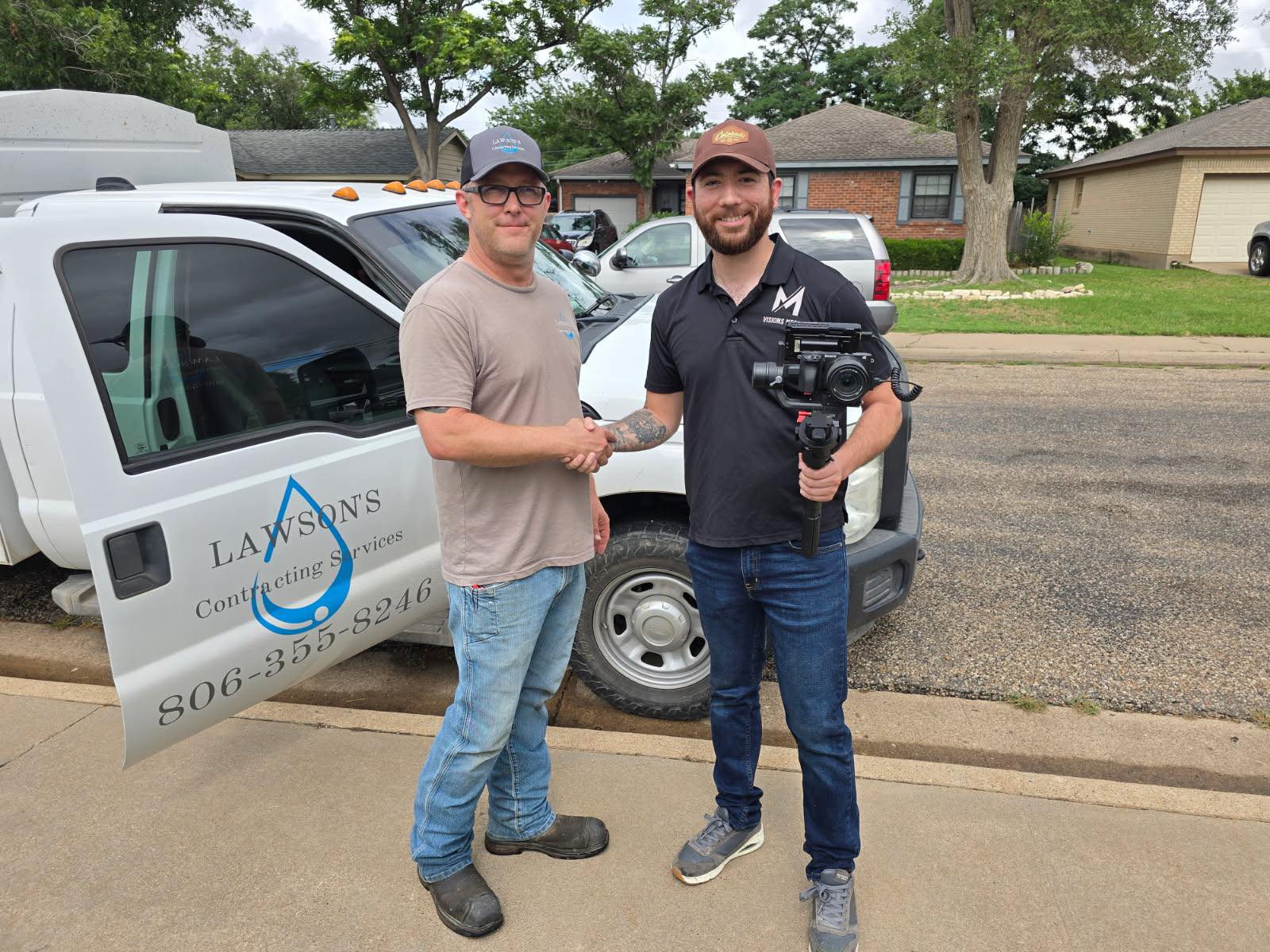 Jose Morales of Visions Media with Lawson's Contracting Services client in Amarillo TX